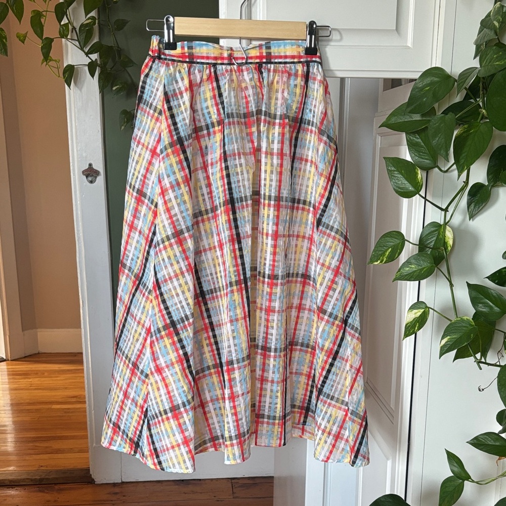 Urban Outfitters Colorful Plaid A-Line Skirt - Picture 3 of 4